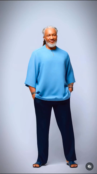 TNH sky-blue relaxed top and navy trouser colourway